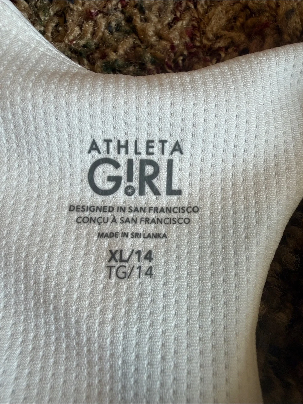 Athleta Girl White Textured Racerback Sports Bra